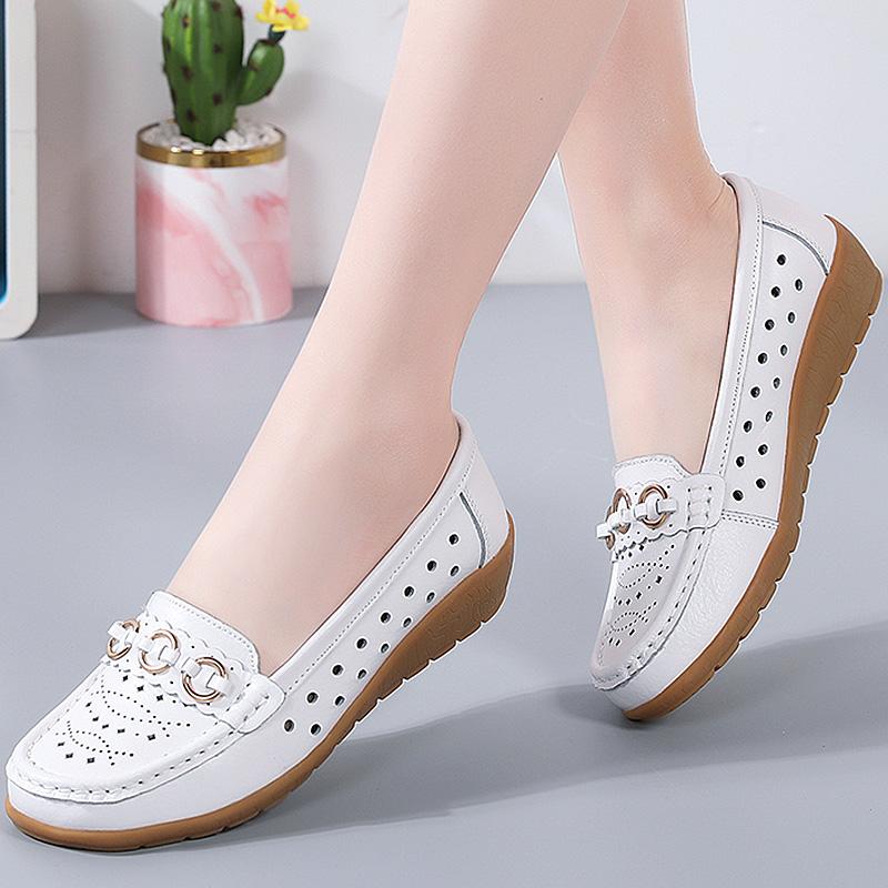 Woman Shoes Breathable Leather Shoes For Women Low Heels Casual  Mujer Elegant Heel Women's Shoes Flats Female Footwear