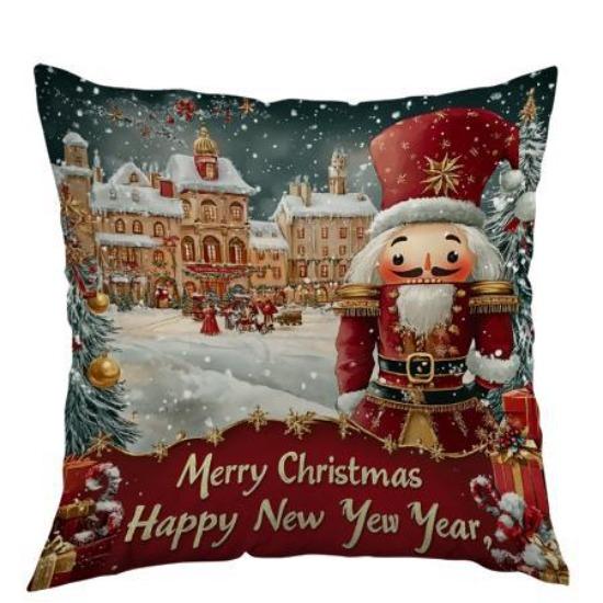 New Cartoon Creative Christmas Polyester Printed Pillowcase Christmas Holiday Outdoor Scene Decoration Atmosphere