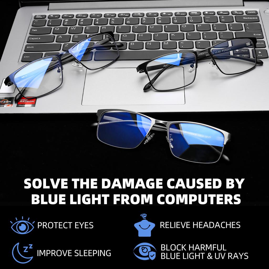 JM Men Reading Glasses Blue Light Blocking Optics Lenses for Women Men Anti Glare Filter Lightweight Eyeglasses