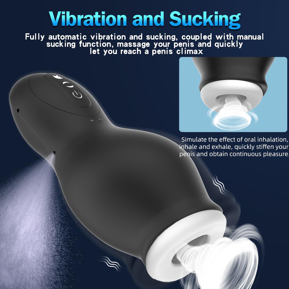 Male Automatic Sucking Masturbation Cup Vibrating Blowjob Realistic Vagina Masturbators Adult Sexy Toy for Men