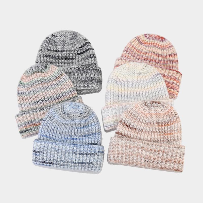 Women S Vintage Tie Dye Knit Hat Warm Ear Protection Winter Beanie