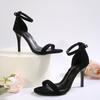 Fashion 2025 Summer Modern Women's Cover Heel Sandals Thin Heels Buckle Strap Round Toe Sandals for Plus Size Daily Party Dress Shoes