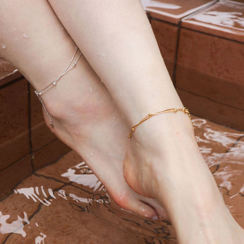 

modernlike 14k gold-filled silver aid snake chain double-strand anklet Yellow Gold (3,000 won)