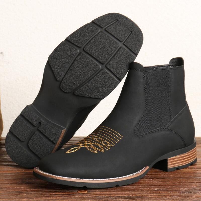 Embroidered Desert Boots, Men's Riding Boots, Outdoor Denim Boots 19