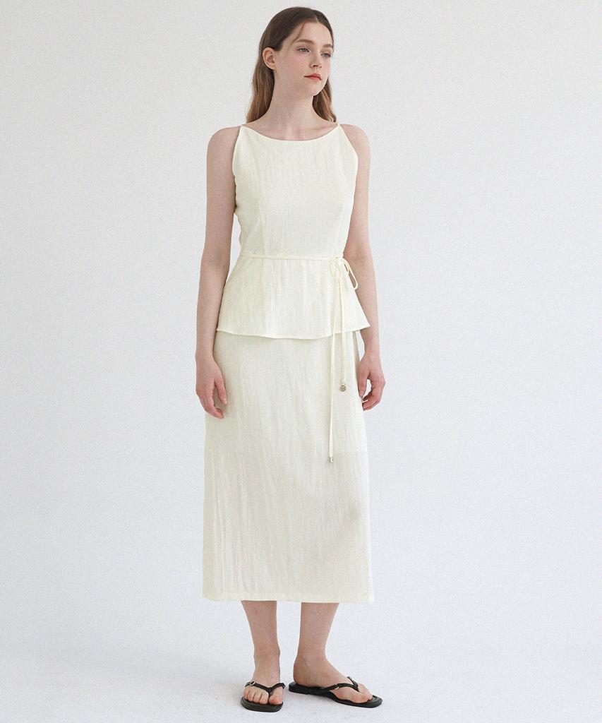 Micene Lowell Sleeveless Peplum Long Dress