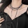 Glass beaded fringed cross multi-layer necklace stacked with high-end exaggerated collarbone chain personalized niche items