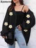 Gilet Cardigan Grosse Maille pour Femme, Nouveautés Automne Style Décontracté Lâche