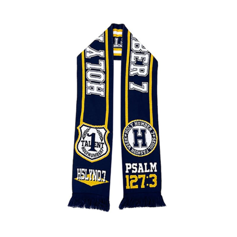 holy NUMBER 7 JACQUARD KNITTING MUFFLER _ NAVY
