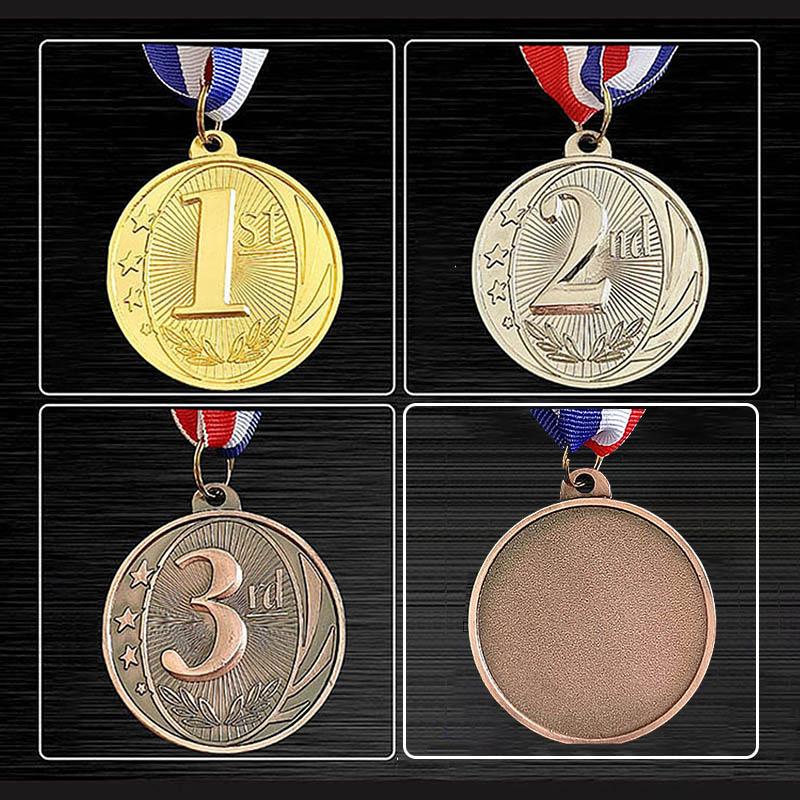 1 Piece Competition Awards Metal Winner Medals For Ball Games 5Cm Gold/Silver/Bronze Medal Students Rewards With Neck Ribbon