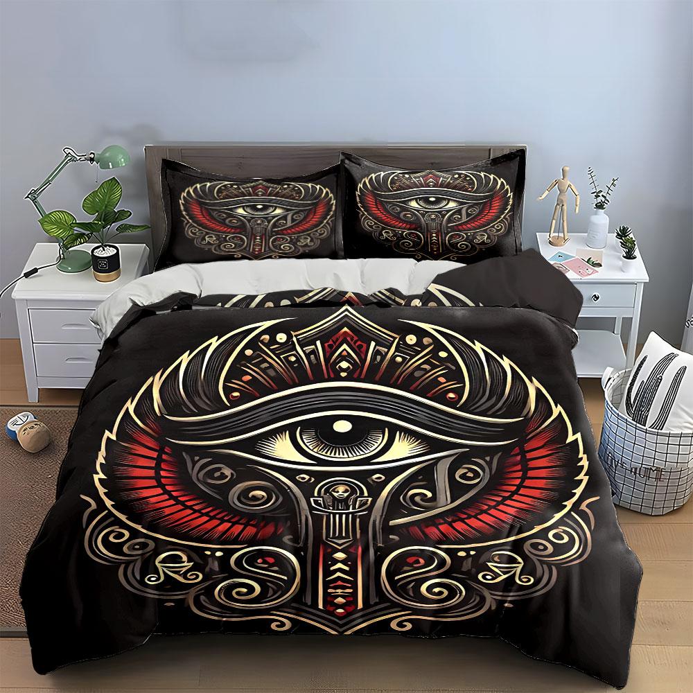 "Eye of Horus Art Set" Soft Skin-Friendly Bedding Set Includes 1 Duvet Cover And 2 Pillowcase Gift
