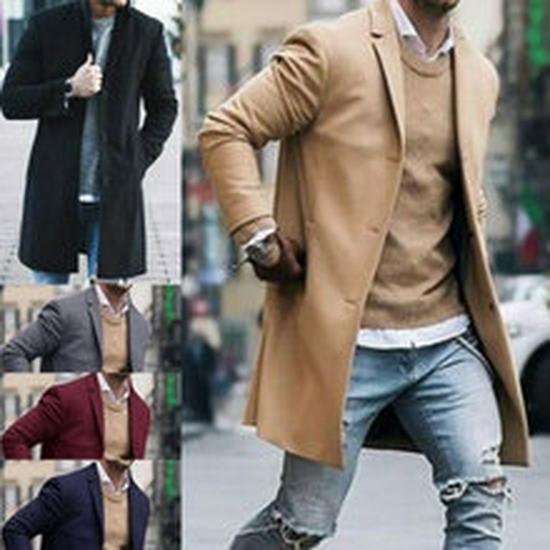 2022 Men's Wool Trench Coat - Multi-Color & Size Available