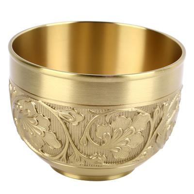 Teetasse aus Messing Exquisite geprägte Muster Retro Europäische kleine Kaffeetasse für Hauspartys Einweihungszeremonie