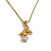 Yhpup Stainless Steel Bear Bling Star CZ Zirconia Drop Charm Necklace for Women 2026 Arrivals Stylish Cute Waterproof Jewelry