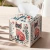 Cat Tissue Box Holder, Nordic Cat Leather Tissue Box Cover Square, Paper Napk Everyday Dispenser Accessories for Bathroom Vanity Countertop Night