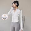 Damen Frühlings-Yoga-Bekleidung 2026: Dünne Fleece-Sportjacke mit Stehkragen, Reißverschluss, enganliegend für Laufen & Fitness.