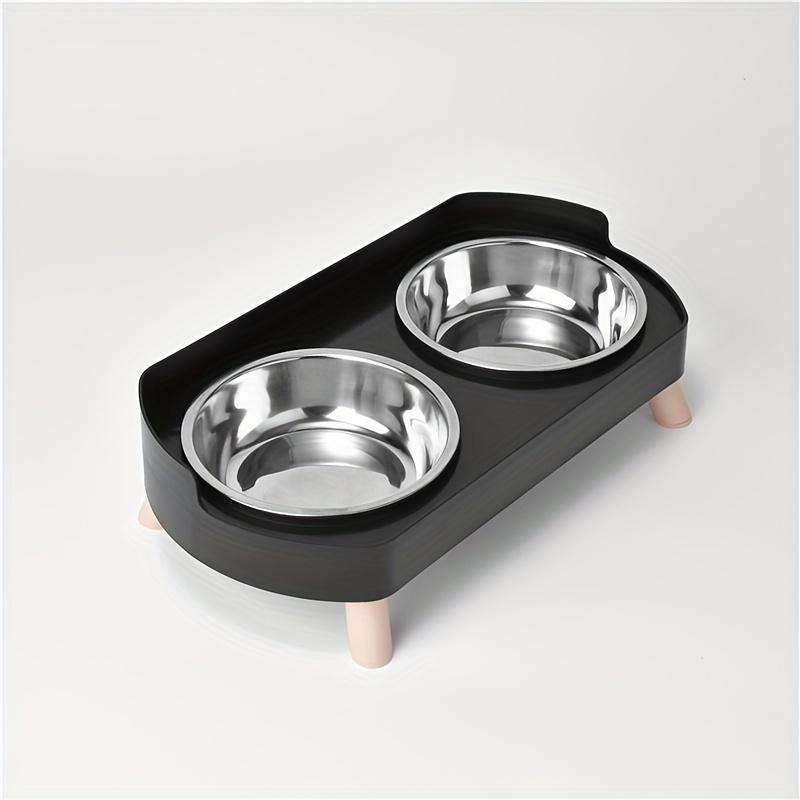 

2-in-1 cat food and water double bowl, stainless steel non-slip design, easy to clean, multi-color optional. чорний