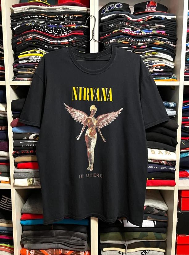 Винтажная футболка Nirvana In Utero Курта Кобейна Рок-группа Тур S
