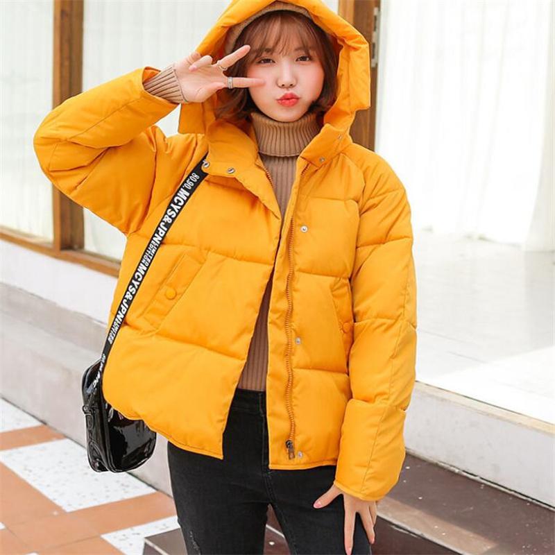 Nuova Giacca Invernale con Cappuccio Donna Cappotto in Cotone Parka Corto Casual Soprabito Giacca Imbottita Calda Parka Femminile Giacca con Zip Capospalla