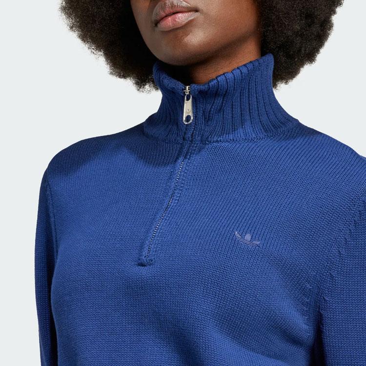 Adidas Originals Premium Essentials Half-Zip Knit Sweater Women Tops Navy IL1945