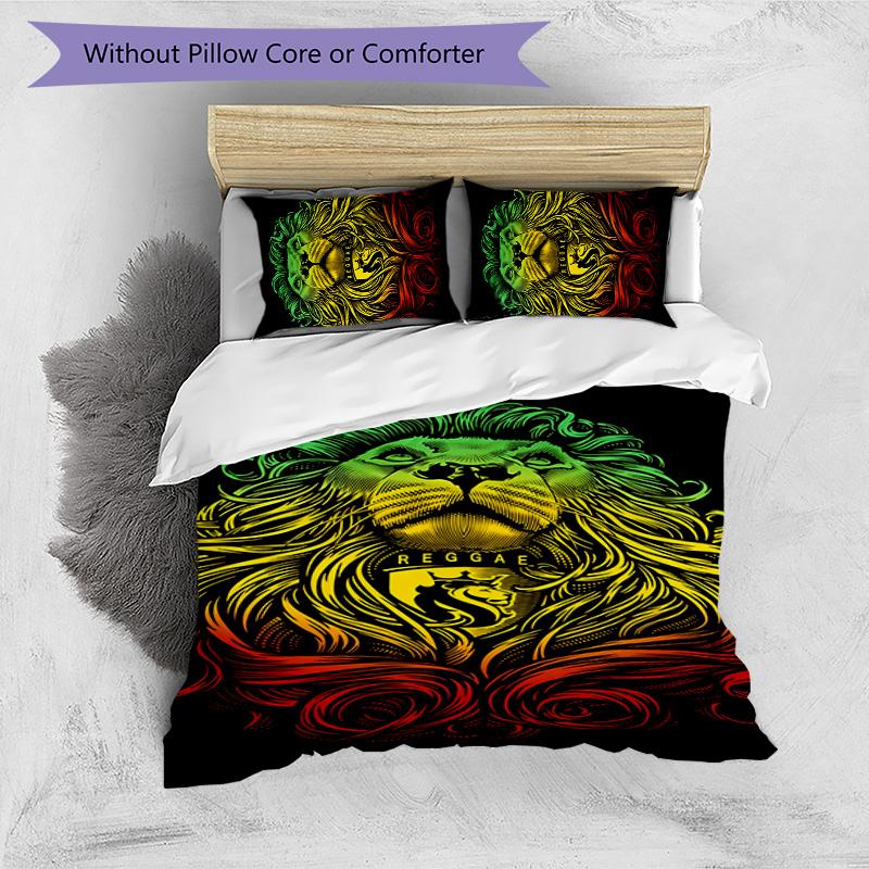Rastafari Lion of Judah 3pcs Bedding Set Duvet Cover Closure Includes 1 Duvet Cover & 2 Pillowcases for All Seasons Bedroom Home Dorm Decor