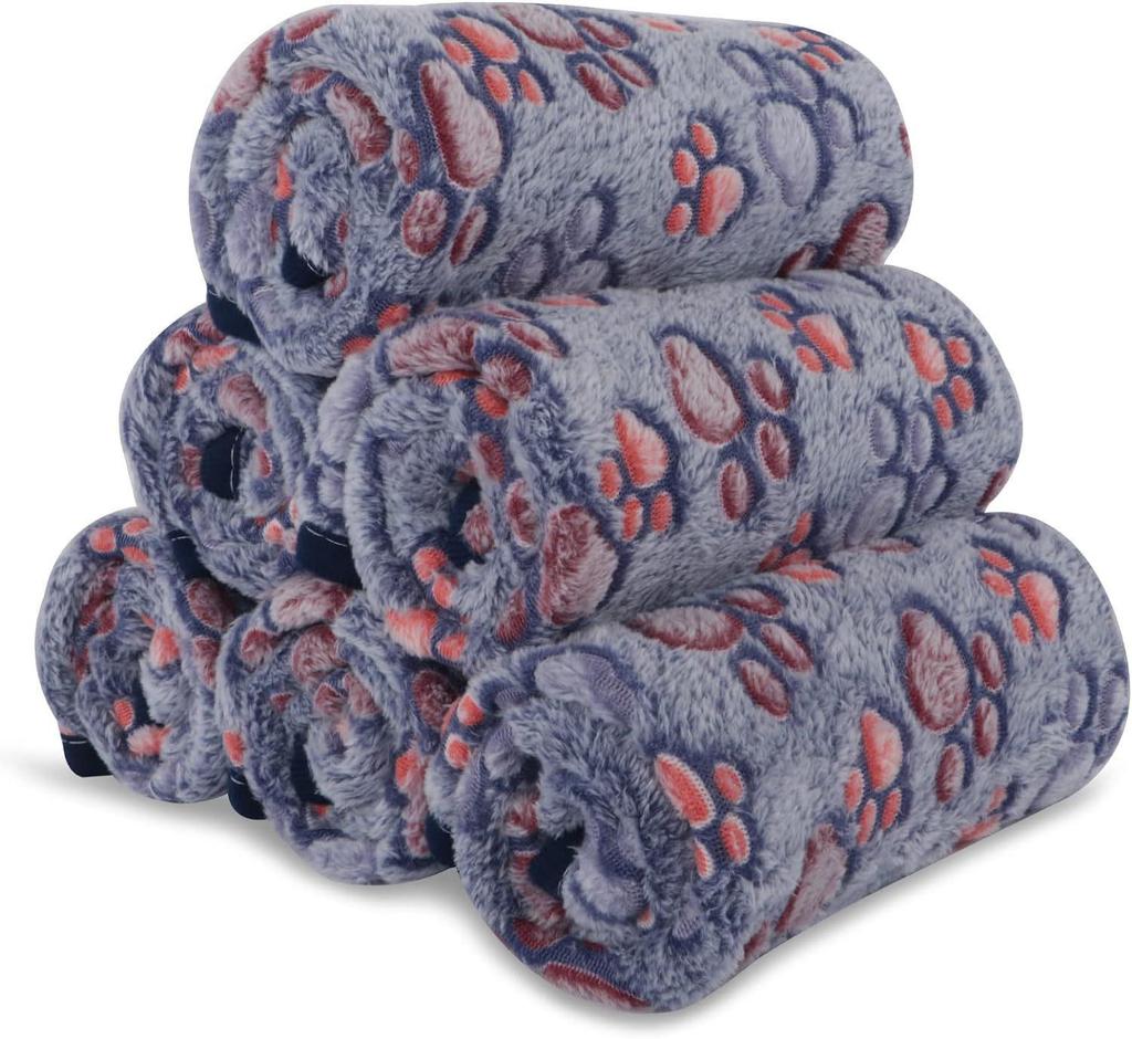 All-Season Coral Fleece Pet Blankets for Dogs & Cats, Paw Print Design, Available Now