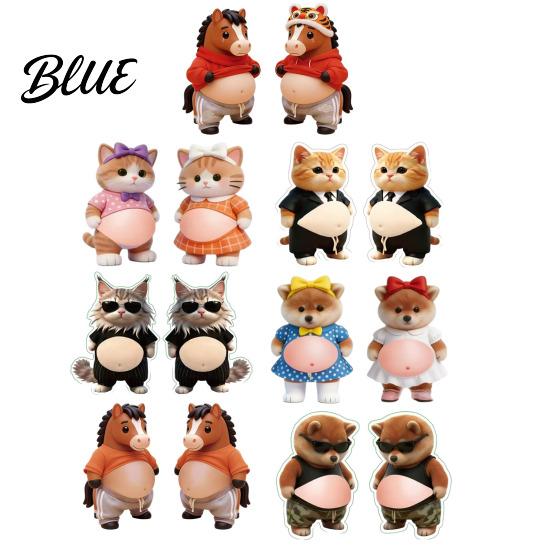 Adhesive Animal Sticker 1 Pair Elastic Belly Anxiety Stress Relief Fat Tummy Decal Dog Cat Horse Pinch Silicone Anti-collision