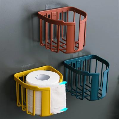 Creative Punch-Free Toilet Paper Shelf Storage Rack Bathroom Kitchen Tissue Box Wall-Mounted Paper Storage Box Paper Holder