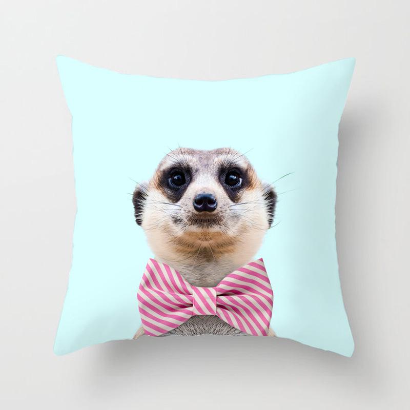 Pillow Print Cartoon Flamingo Grass Mud Horse Cushion Peach Leather Velvet Polyester Pillow Cover