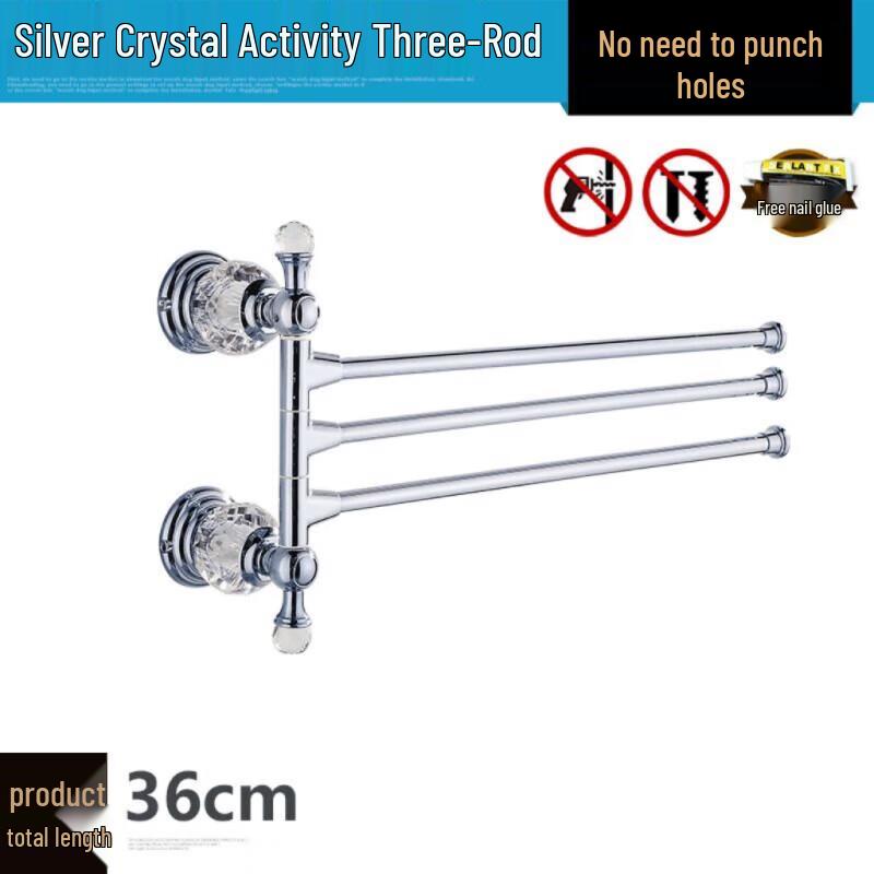 European Crystal No-Drill Bathroom Towel Rack