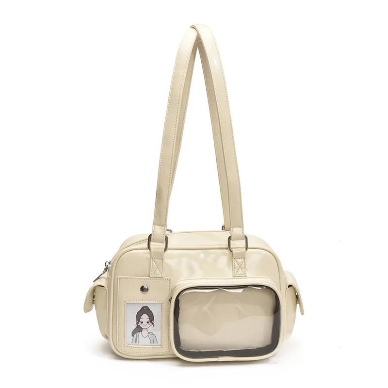 Fashion PU Designer Ladies Adjustable Backpacks Small Capacity DIY Clear Window Shoulder Bag Harajuku Women Ulzzang Y2K Ita Bags
