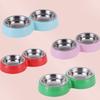 Pet Feeding Set Stainless Steel Double Bowl Plastic Pet Bowl Multiple Color Options