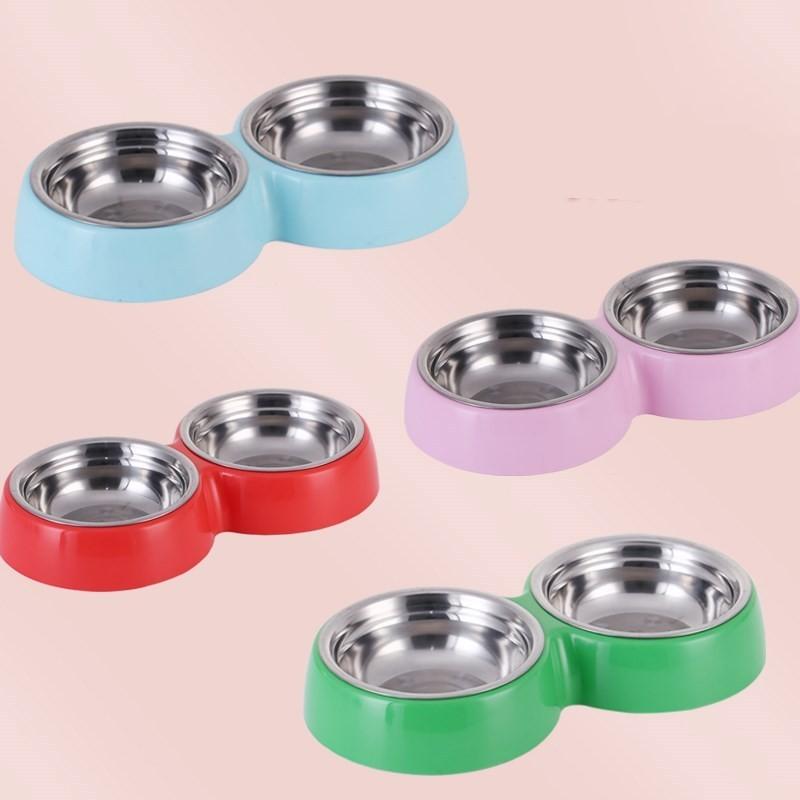 Colorful Pet Stainless Steel Double Bowl Plastic Pet Bowl Wholesale From Factory