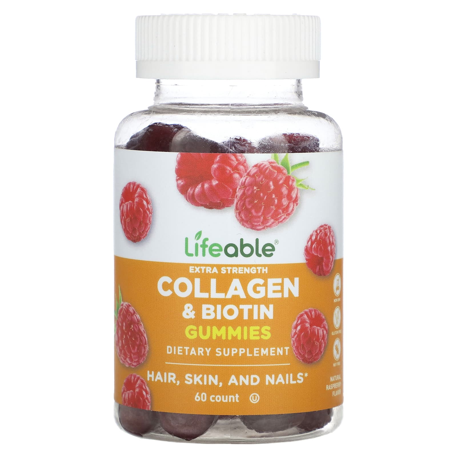 

Extra Strength Collagen & Biotin Gummies, Natural Raspberry Flavor, 60 Gummies