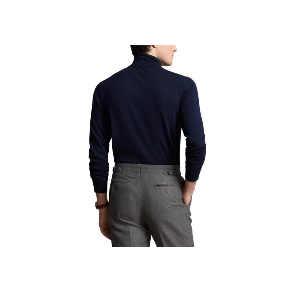 Pulover Polo Ralph Lauren cu gât înalt și logo brodat pentru bărbați, bleumarin 710946145-001