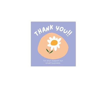 100PCS Multicolor Thank You Cards 6cm*6cm Home Decorations Gratitude Labels Event Ornament Cartoon Flower Greeting Postcards