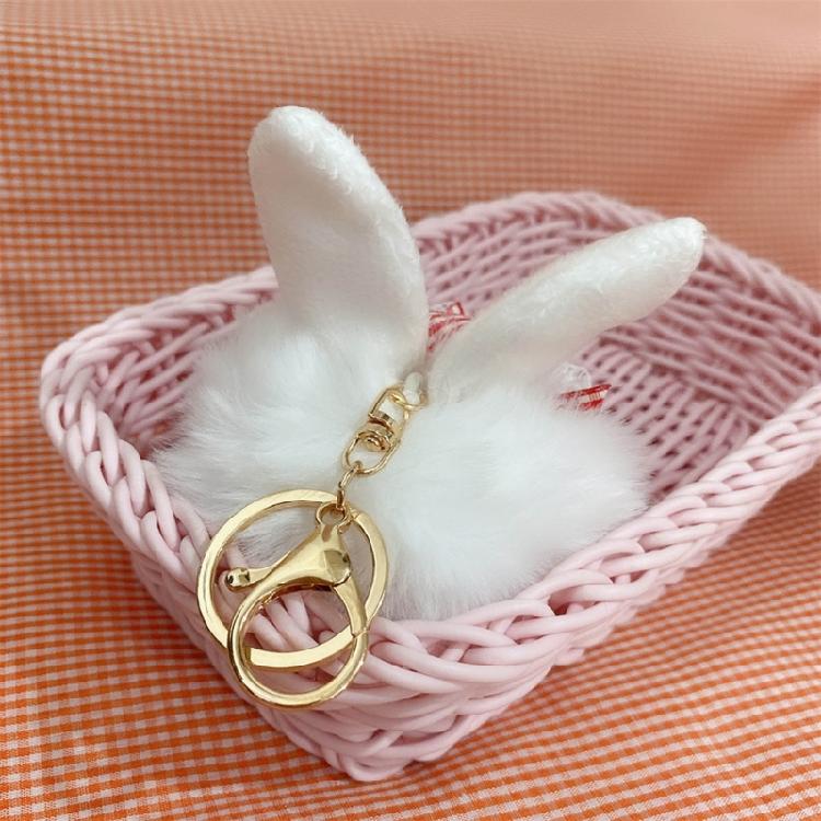 Rabbit Charm Keychains Backpack Decoration Mini Plush Animal Pendant Car Keyring