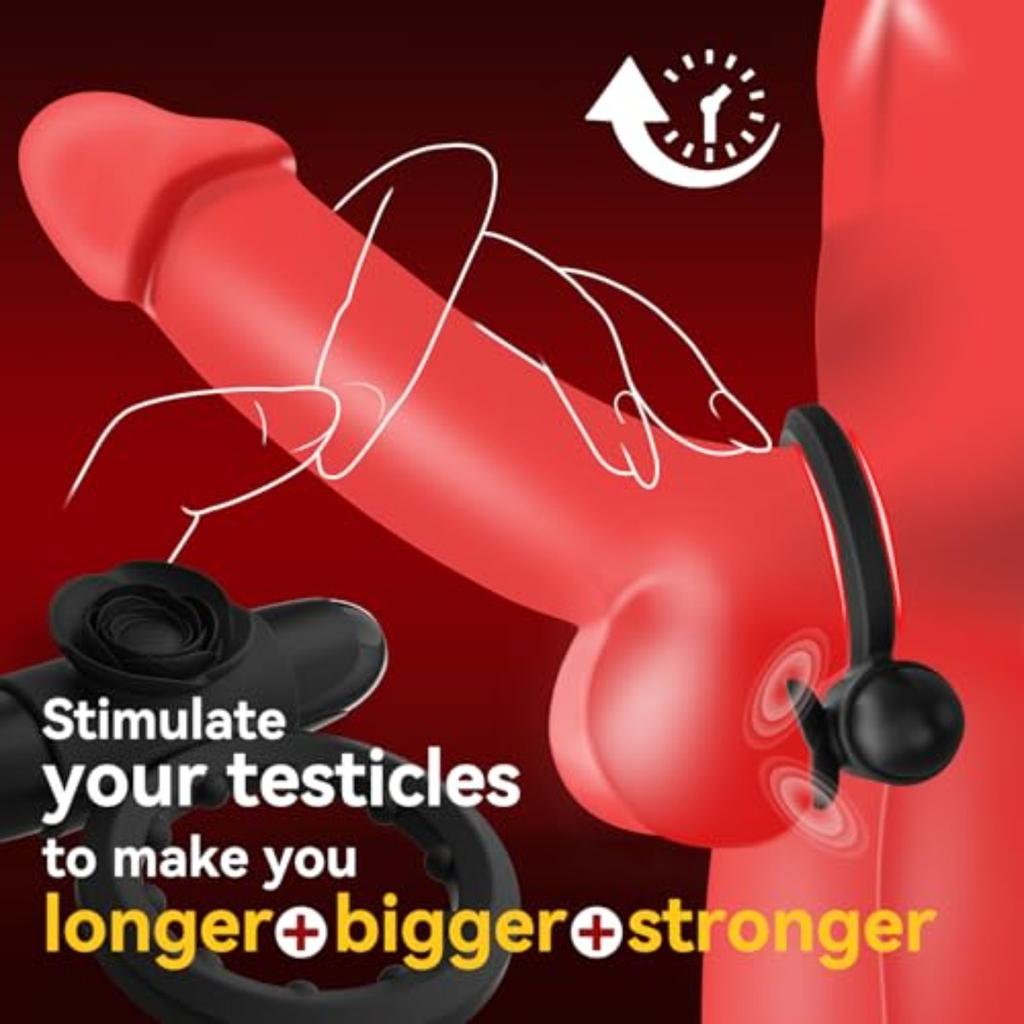 Mini Rose Couple's Cock Ring,Penis Vibrator Extender for Delayed Ejaculation and Erection,G-Spot Clitoral Stimulation, Couple's Adult Sex Toy