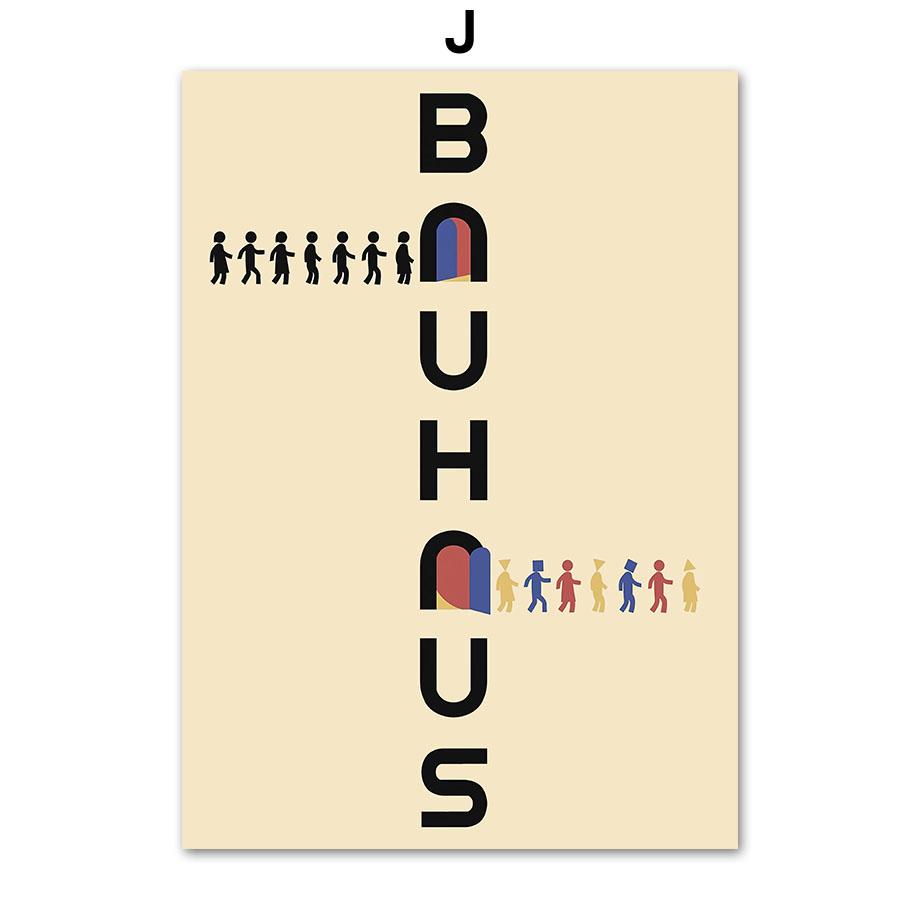 Bauhaus Linie Farbblock Geometrische Wandkunst Poster und Drucke Abstraktes Leinwandgemälde Hotel Bar Bilder für Wohnzimmerdekor