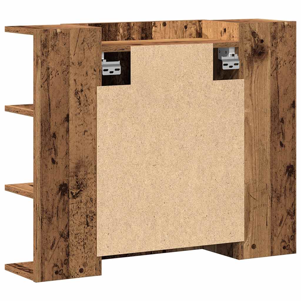 Vidaxl Szafka Łazienkowa Z Lustrem, Stare Drewno, 80X20,5X64 Cm