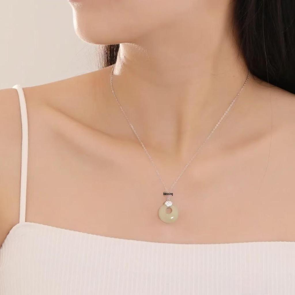 2024 Ruyi Ping An Kou Necklace: Hetian Jade Pendant - Chinese Style Gift for Girlfriend or Mother