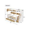 Etagenbett - 90x200 cm - Weiß + Natur - 2 Schubladen - Integrierte Aufbewahrungstreppe
