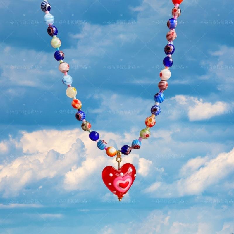 Summer Niche Handmade Color Dopamine Beaded Children's Fun Necklace Creative Cute Versatile Sweet Collarbone Chain