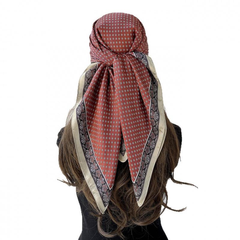 Headscarf Silk Scarf 90cm Women's Headscarf New Versatile Satin Thin Large Square Scarf