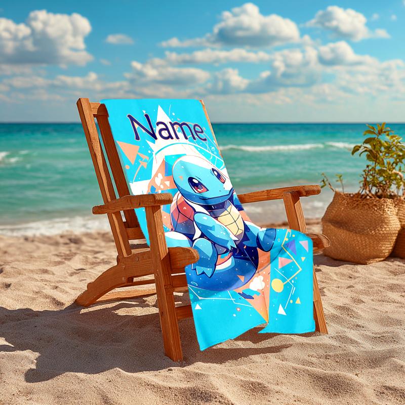 Personalized customized proof beach towel with Pokémon pattern - soft, absorbent,quick-drying,perfect swimming,camping&bathing