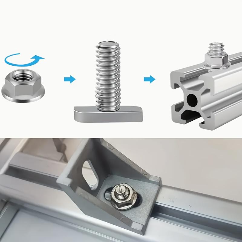 40Pcs Stainless Steel T-Bolts, Square Head Screws for Slots, Square Head Screws, M8 Hex Head Fastening Screws with Flange, Suitable for Greenhouses,