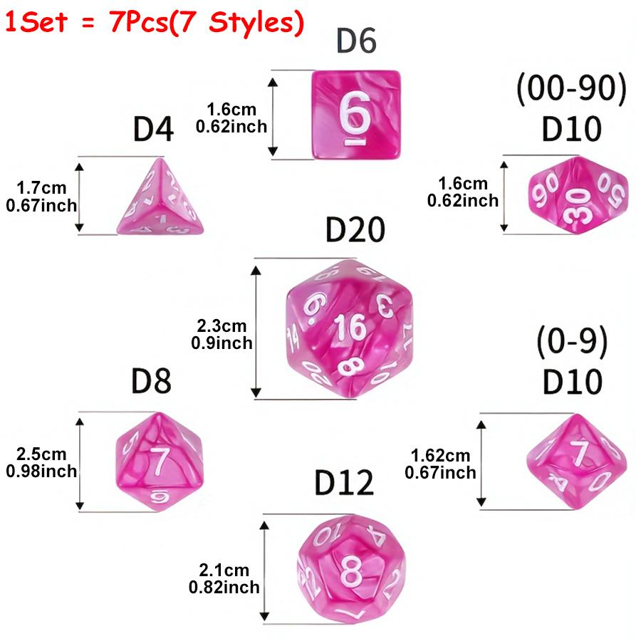 49pcs Polyhedral Dice Set with 7pcs Black Storage Bag Color Number Polyhedra Dice RPG D&D Role-playing Games Accessories