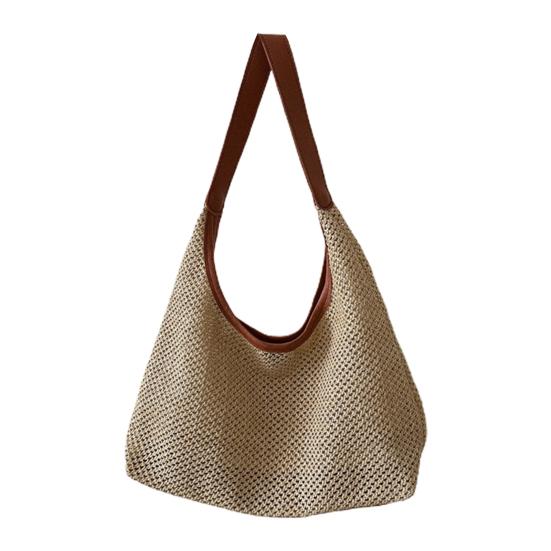 

Соломенная сумка широкого использования, компактная, привлекательная летняя пляжная женская соломенная сумка темно-коричневого