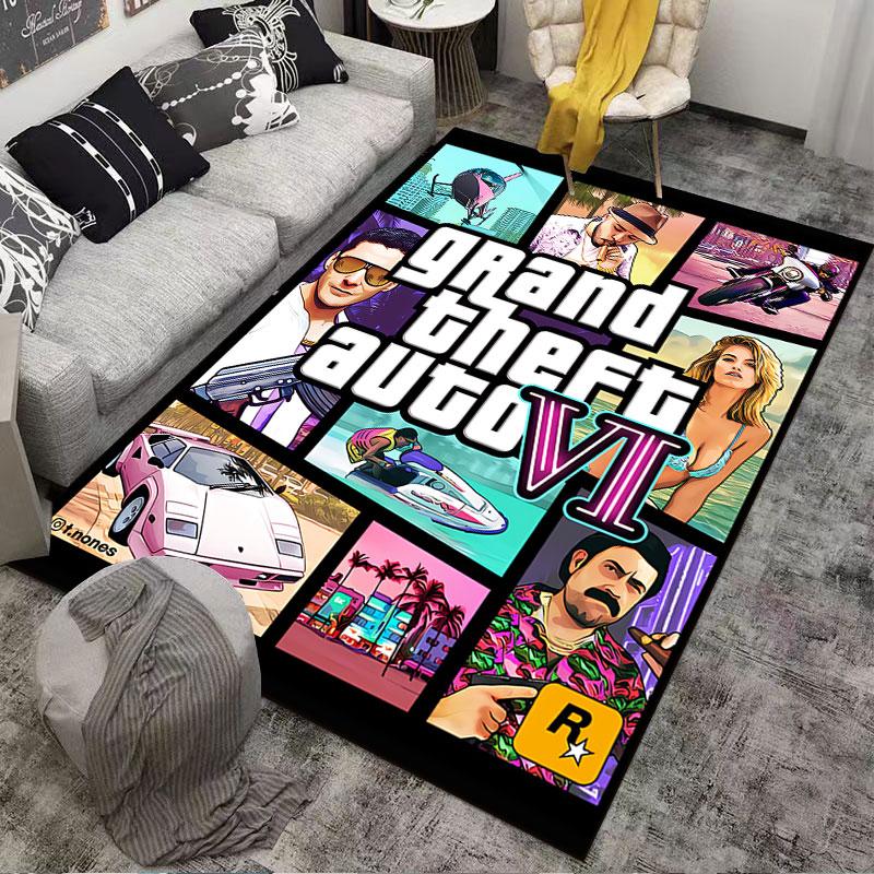 אמנות של Grand Theft Auto VI מתאימה כמחצלת מונעת החלקה לספה בסלון או בחדר השינה
