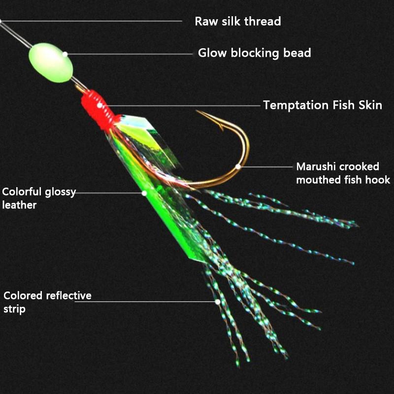 Cârlig de sfoară bionic din piele de pește alb Cârlig de piele de creveți Gură deformată Macrou cu dungi albe Macrou spaniol Cârlig de pește