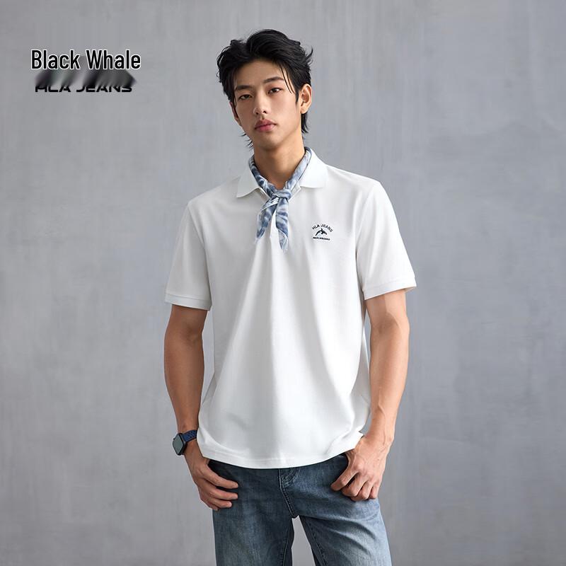 HLA Black Whale Men s Embroidered Logo Short Sleeve Polo Shirt XL